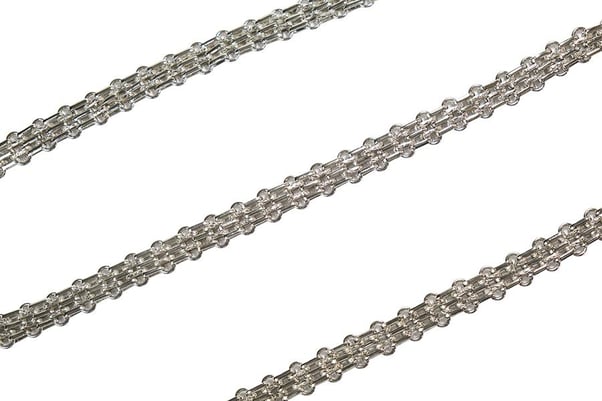 Metal Zincir 25 mm 3 Sıralı 1 Metre Gümüş