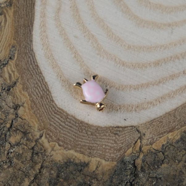 Sarı Metal Küçük Açık Pembe Kaplumbağa Takı ve Aksesuar Aparatı