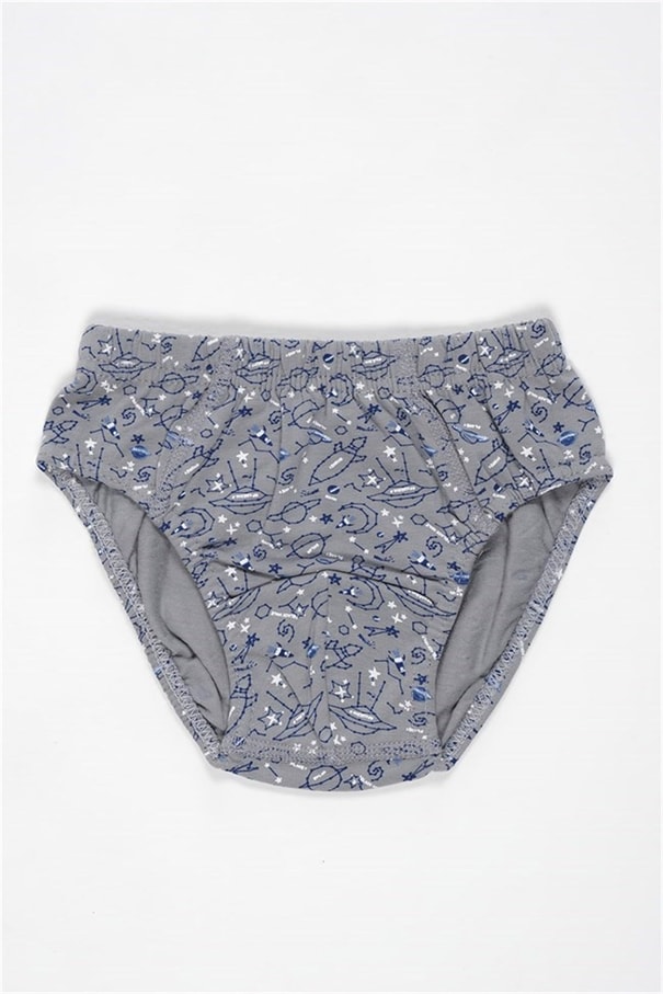 Baykar Erkek Çocuk Uzay Desenli Külot 3'lü Set 3595 Gri