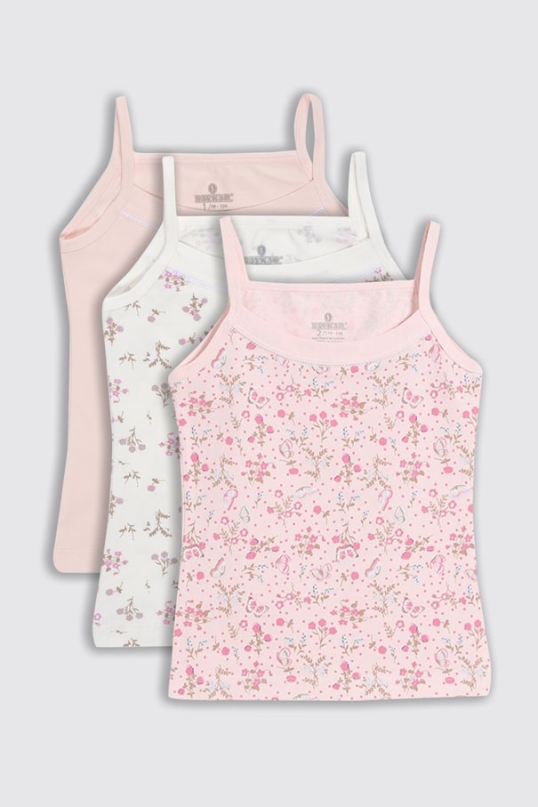 Baykar Kız Çocuk Çiçekli Atlet 3'lü Set 4964 Pembe