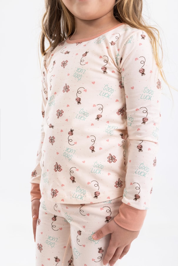Baykar Kız Çocuk Uzun Kollu Pijama Takımı 9198 Krem