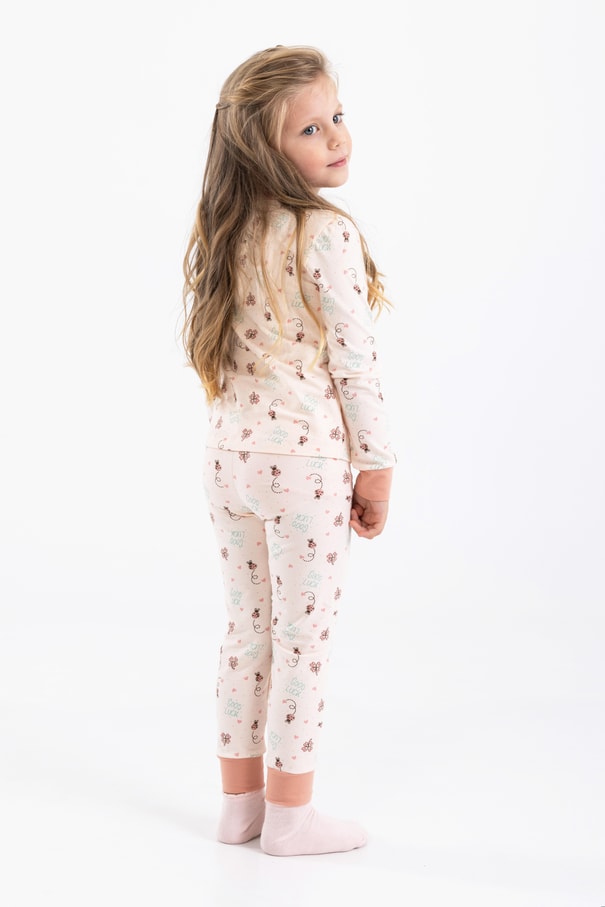 Baykar Kız Çocuk Uzun Kollu Pijama Takımı 9198 Krem