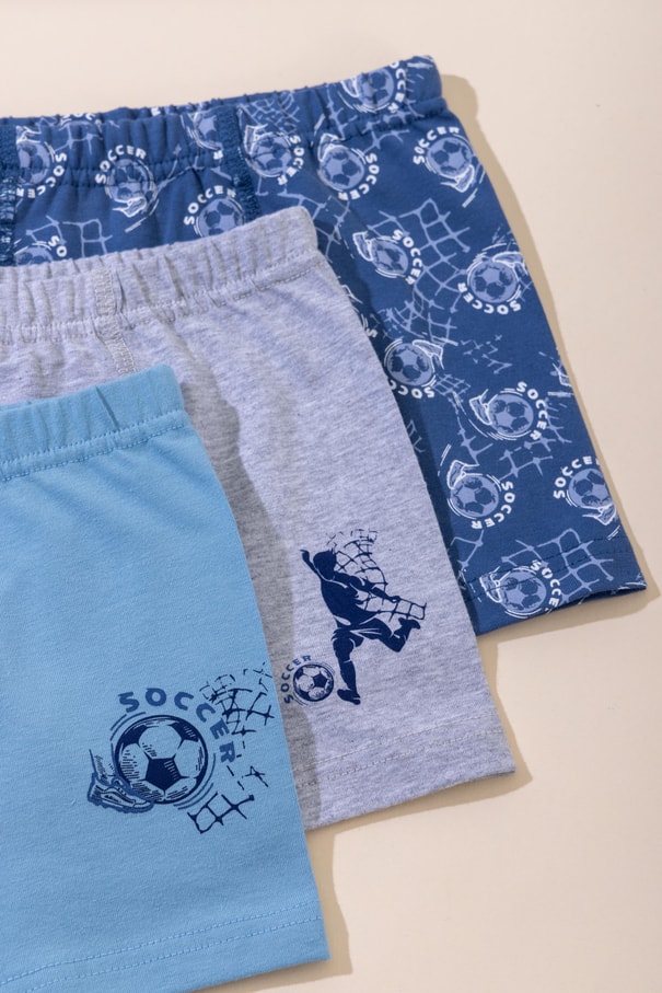 Erkek Çocuk Pamuklu Baskılı Rahat Kesim Likralı Boxer 3'lü Paket 3534 Renkli