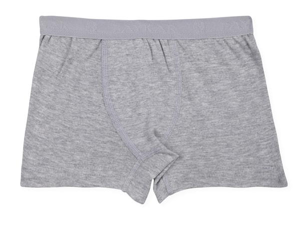 Erkek Çocuk Pamuklu Düz Klasik Rahat Kesim Boxer 2'li Paket 3310 Gri Melanj