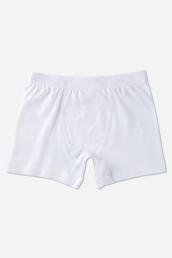 Erkek Çocuk Pamuklu Düz Klasik Rahat Kesim Boxer 3'lü Paket Beyaz