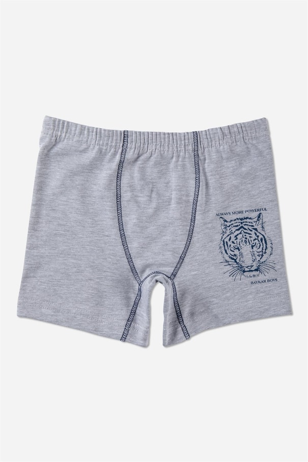 Erkek Çocuk Pamuklu Kaplan Desenli Rahat Kesim Boxer 3'lü Paket Mavi