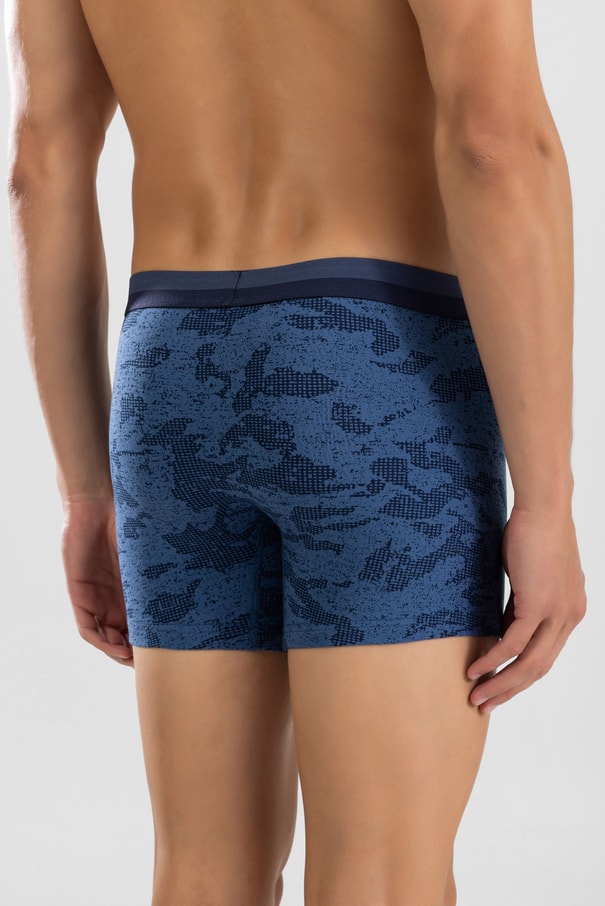 Erkek Desenli Likralı Pamuklu Desenli Boxer 1442 INDIGO