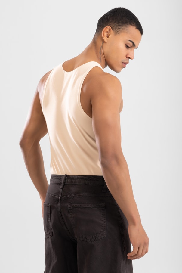 Erkek Gömlek Altı Slim Fit Pamuklu Görünmez Atlet Ten Rengi 3'lü Paket