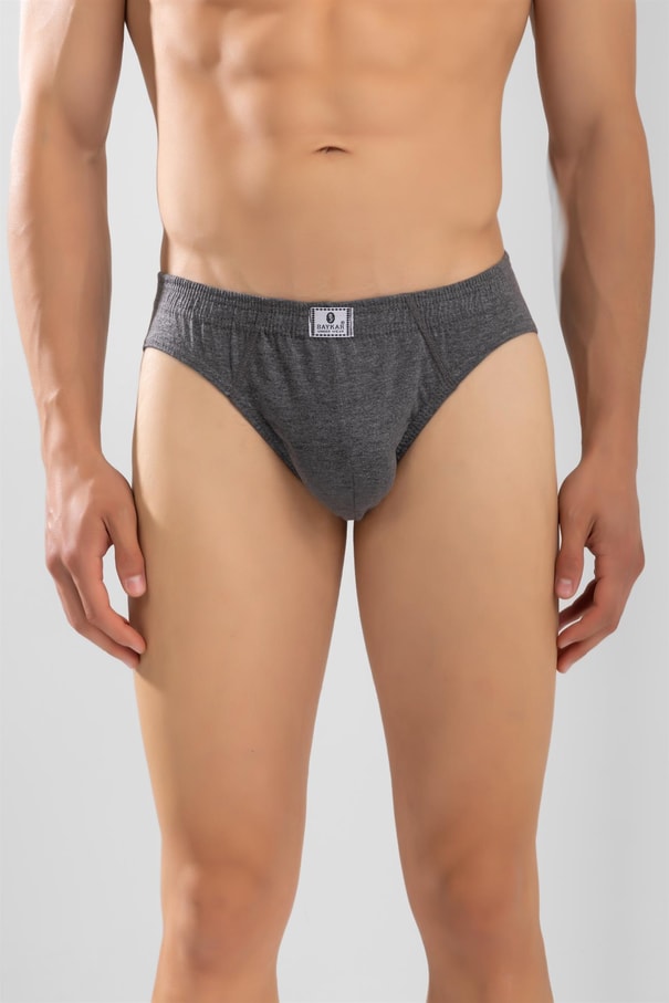 Erkek Pamuklu Beli Lastikli Düz Slip Külot 3'lü Paket Füme