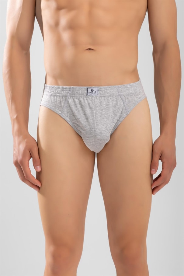 Erkek Pamuklu Beli Lastikli Düz Slip Külot Gri Melanj
