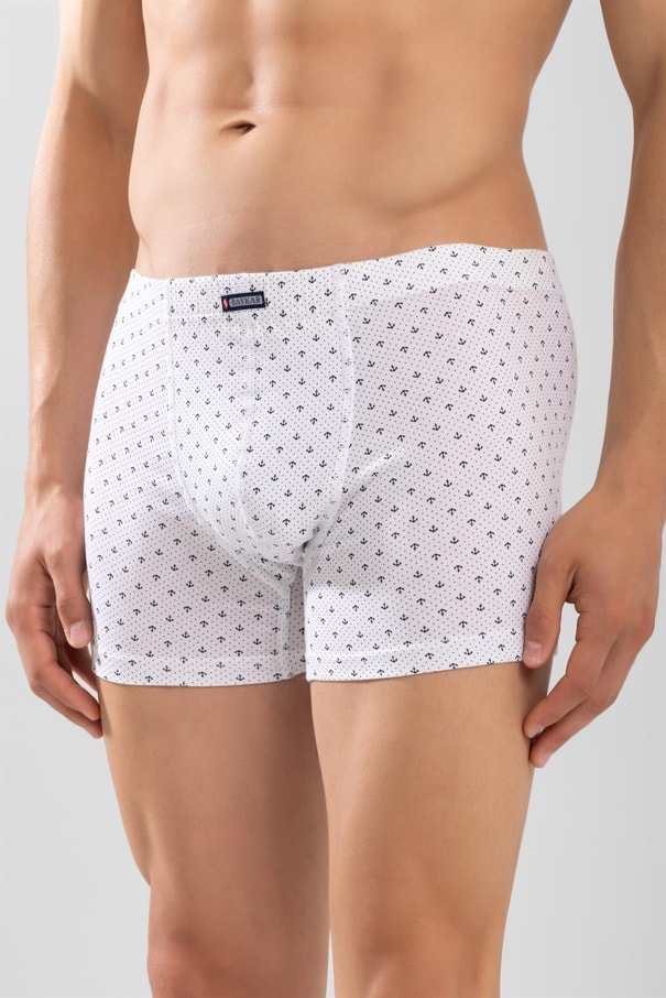 Erkek Pamuklu Compact Likralı Desenli Boxer3'lü Paket Beyaz