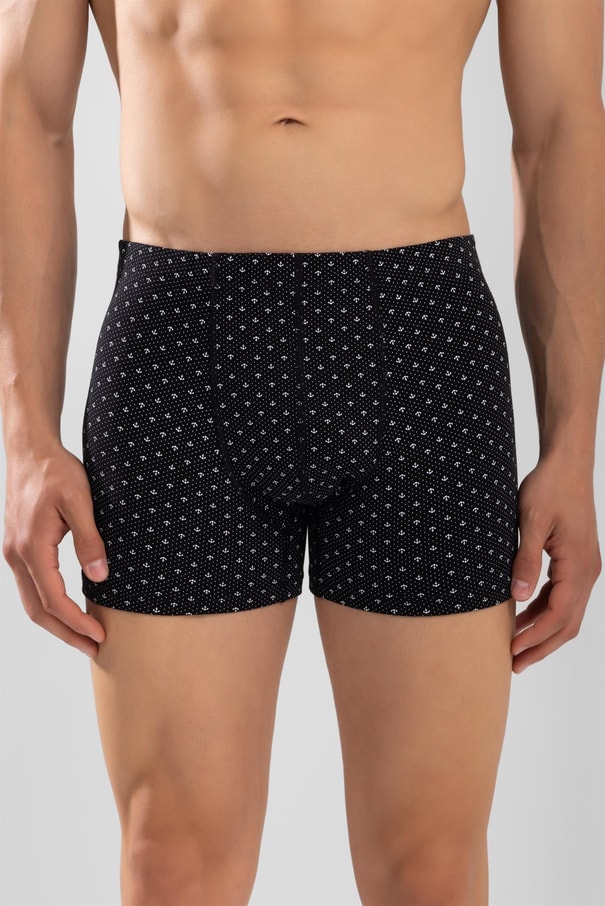 Erkek Pamuklu Compact Likralı Desenli Boxer3'lü Paket Siyah