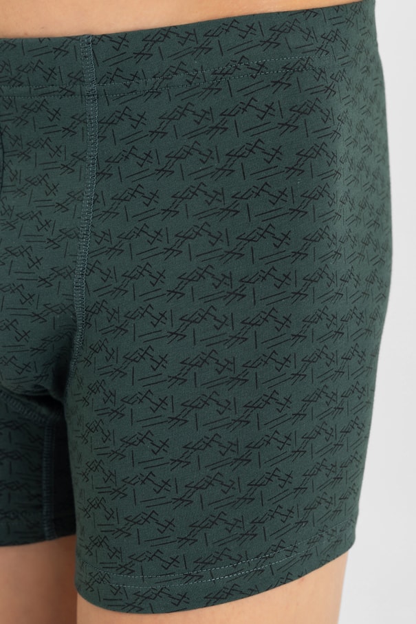 Erkek Pamuklu Compact Likralı Desenli Boxer 1448 Yeşil