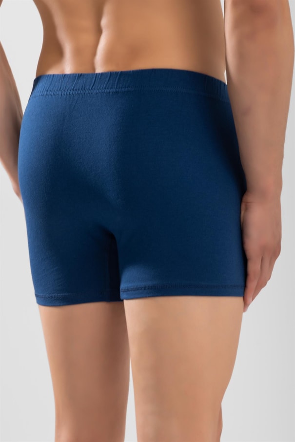 Erkek Pamuklu Düz Compact Likralı Önden Düğmeli Boxer Lacivert