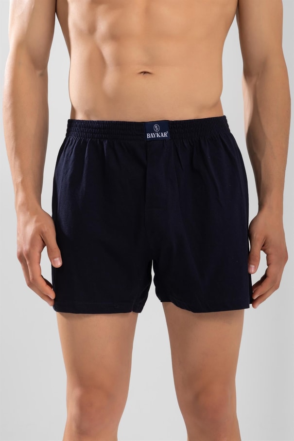 Erkek Pamuklu Rahat Kesim Havlu Bel Boxer 3'lü Paket Lacivert