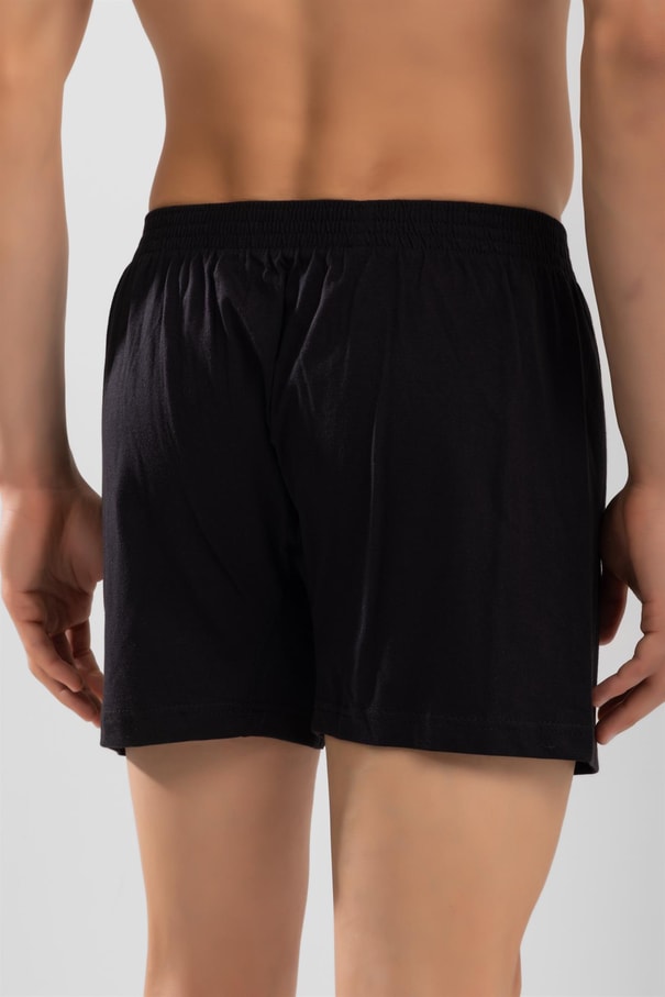 Erkek Pamuklu Rahat Kesim Havlu Bel Boxer 3'lü Paket Siyah