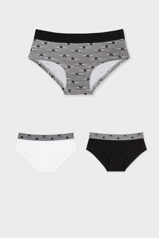 Genç Kız Pamuklu Desenli İnce İp Askılı Büstiyer Bikini Külot Takımı 3lü Paket 7600 Renkli