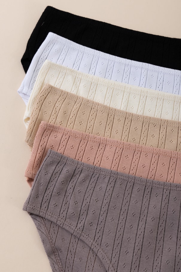 Kadın %100 Pamuk Fitilli Slip Külot 6'lı Paket 8454 Renkli