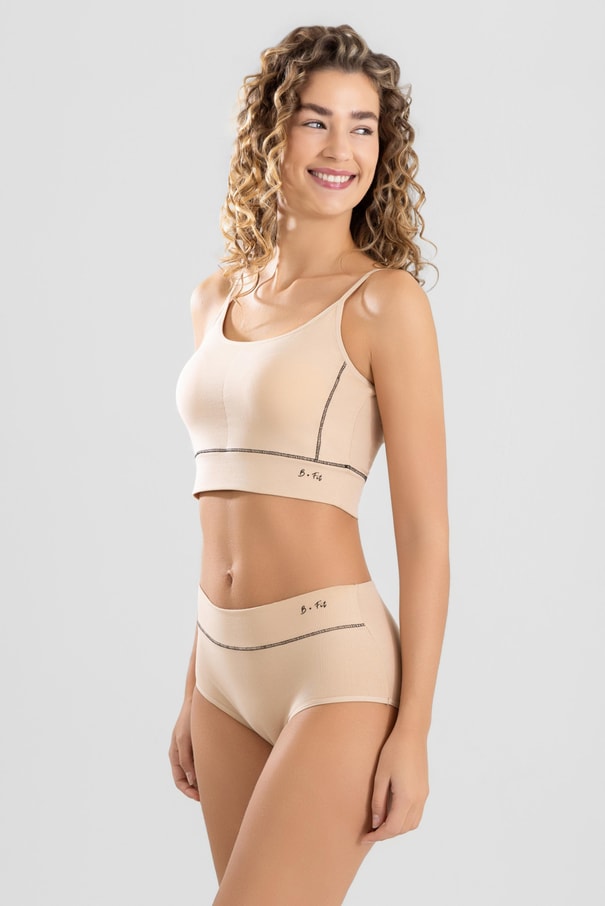 Kadın B-Fit Pamuklu Likralı Büstiyer Külot Takım 6900 Ten Rengi