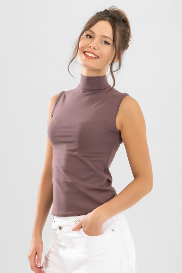 Kadın Pamuklu Balıkçı Yaka Body 6320 Gül kurusu