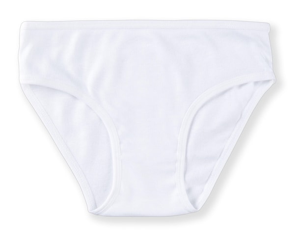 Kız Çocuk Organik Pamuklu Bikini Kesim Düz Basic Ribana Külot 6'lı Paket 5201 Beyaz