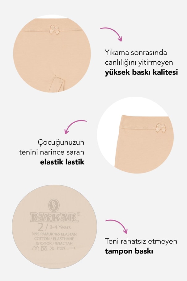 Kız Çocuk Pamuklu Düz Paçalı Boxer Tayt 2'li Paket Ten Rengi