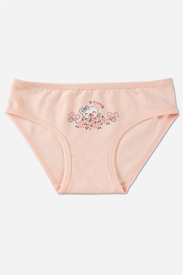 Kız Çocuk Pamuklu Renkli Baskılı Bikini Külot 3'lü Paket 5674 Renkli