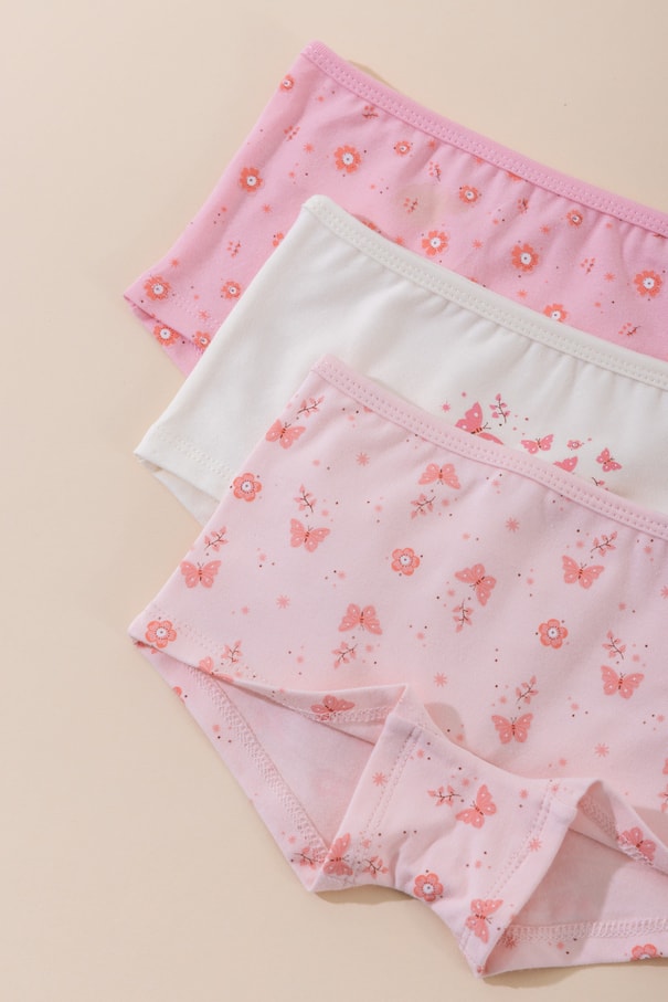 Kız Çocuk Pamuklu Renkli Baskılı Likralı Boxer 3'lü Paket 5706 Renkli