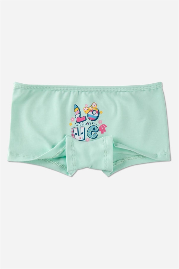 Kız Çocuk Pamuklu Renkli Baskılı Likralı Boxer 3'lü Paket 5692 Renkli