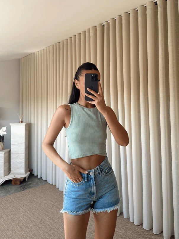 Bel Detay Fitilli Bluz - Mint