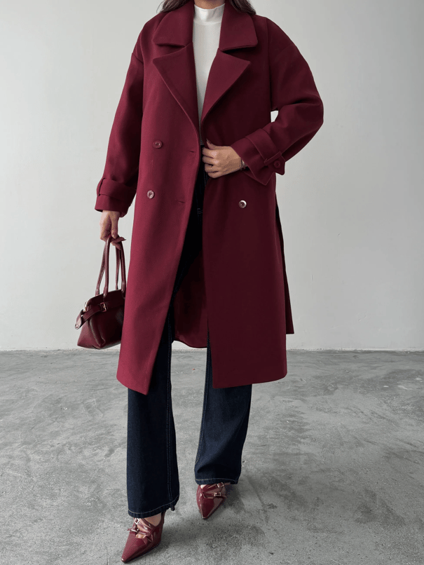 Premıum Kuşaklı Kaban  - Bordo