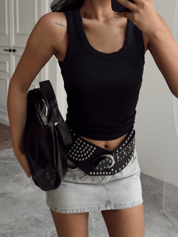 Liza Basic Crop Siyah - Siyah