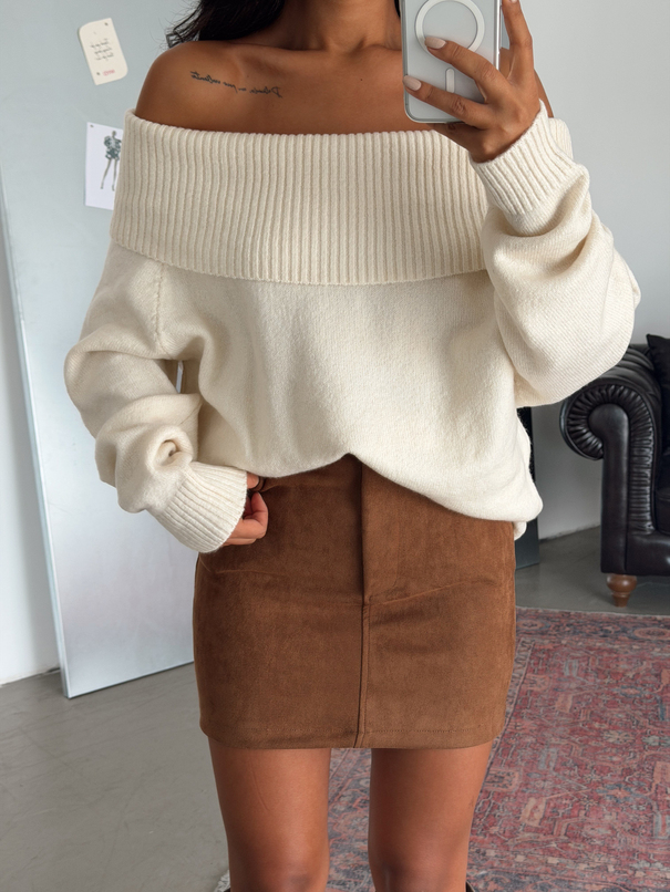 Mini Süet Etek - Taba