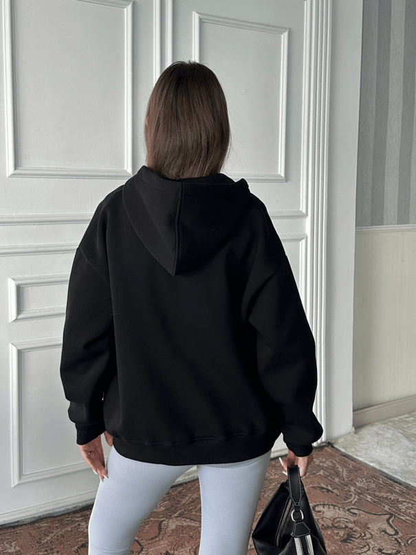 Fermuarlı Cepli Sweat - Siyah