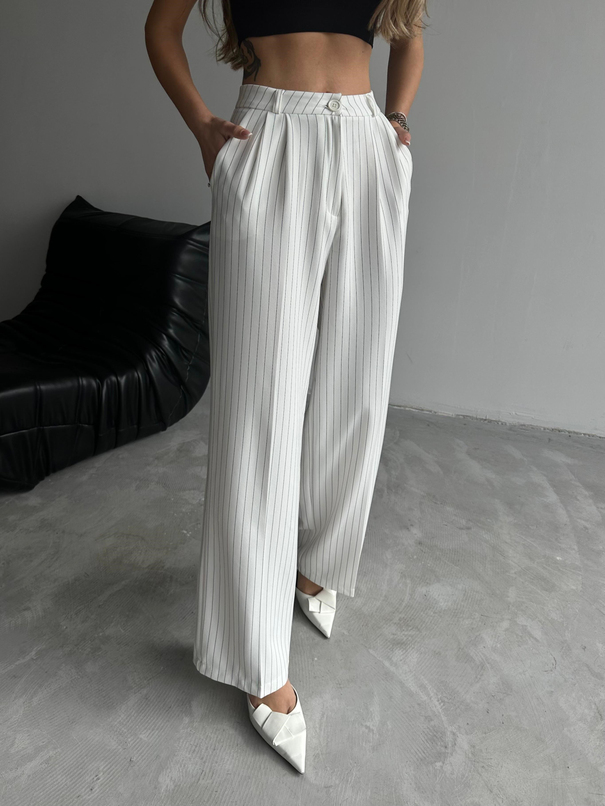 Elicia Line Pileli Palazzo - Beyaz