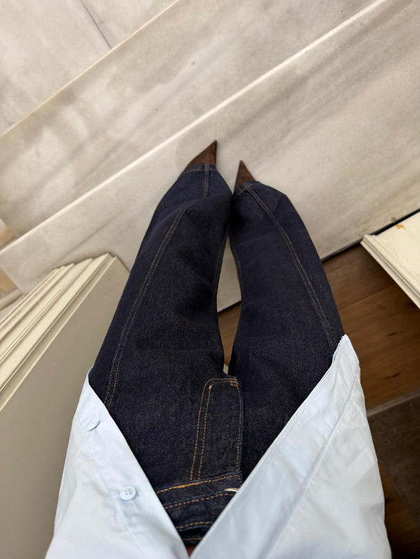 Kemerli Wide Leg Jean - Lacivert
