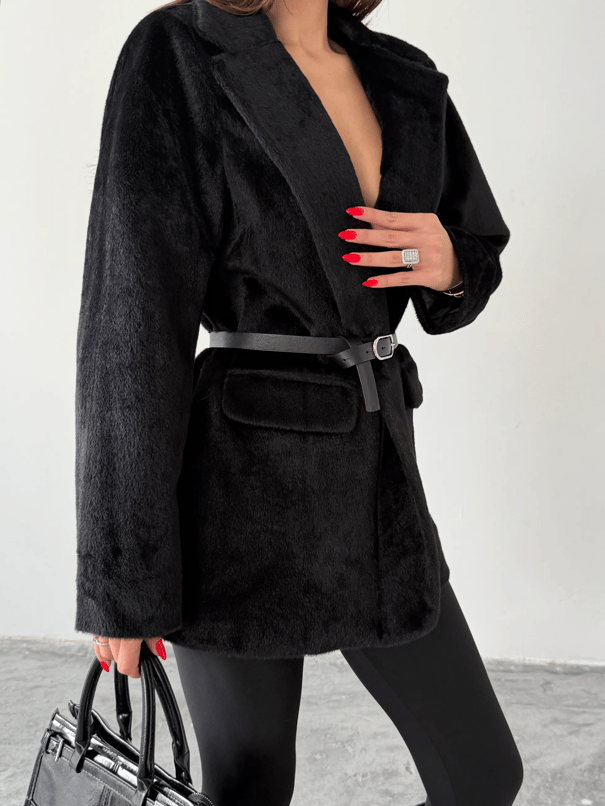 Vatkalı Fox Blazer Ceket - Siyah