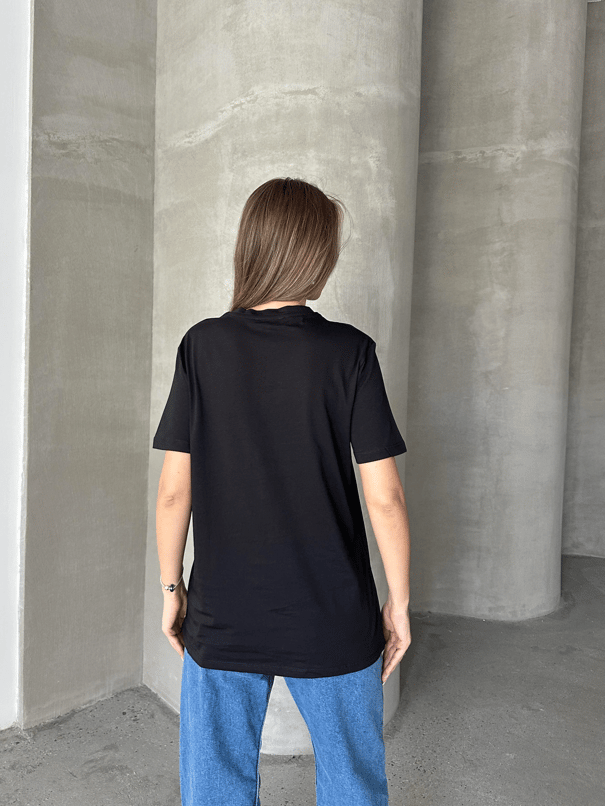 Bitch Baskı Basic T-Shirt Siyah - Siyah