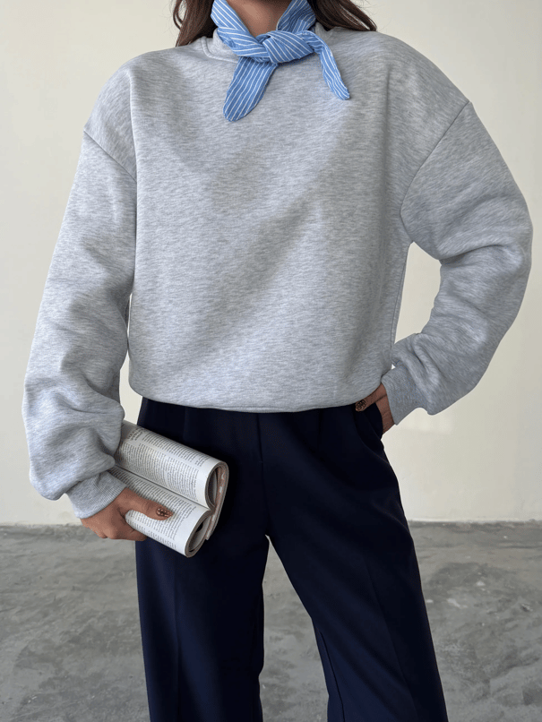Fular Detaylı Sweatshirt - Gri