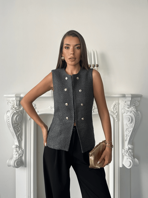 Chanel Fabric Yelek Füme - Füme