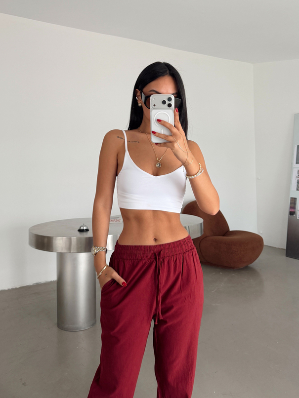 İnce Gabardin Kumaş Pantolon - Bordo