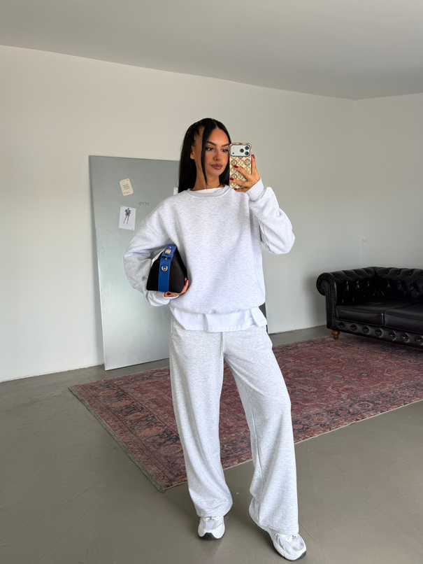 Düz Basic Sweatshırt - Gri