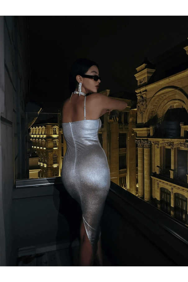 Silver Jane Elbise Gri - Gri