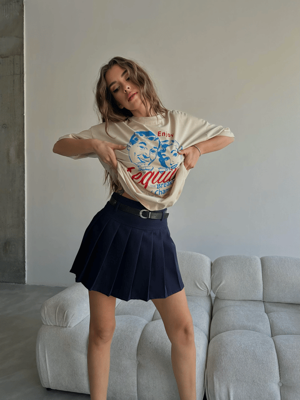 Tequila Baskılı Tshirt Bej - Bej