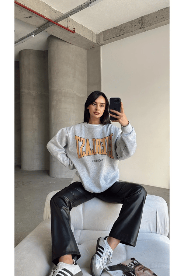 Everlast Baskı Sweat Gri Melanj - Gri