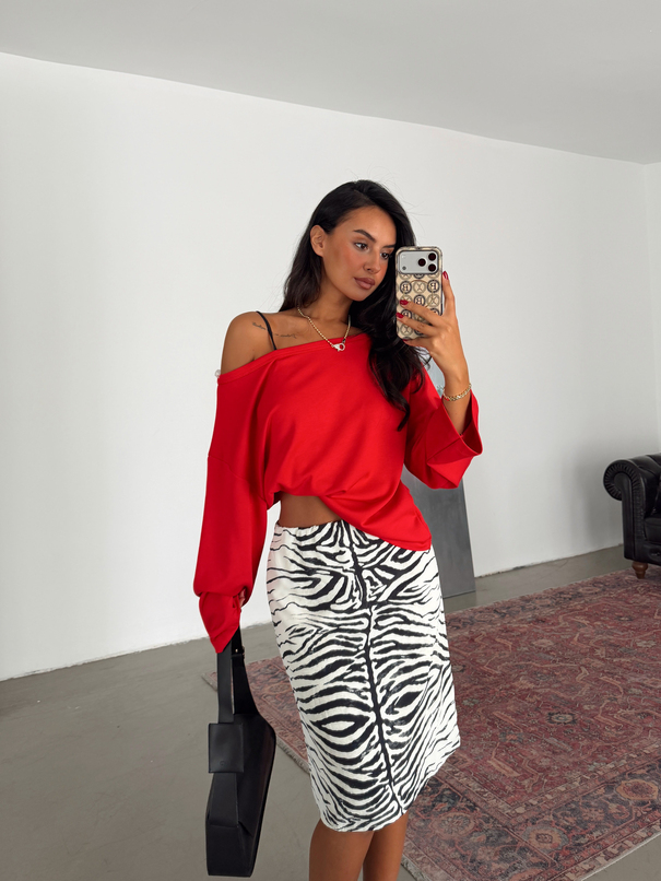Zebra Desenli Etek - Siyah-Beyaz