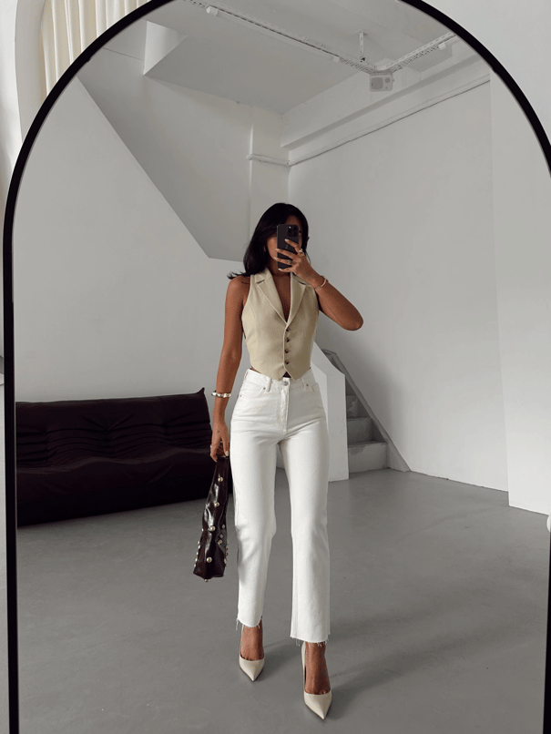 Massimo Mom Fit Jean - Beyaz