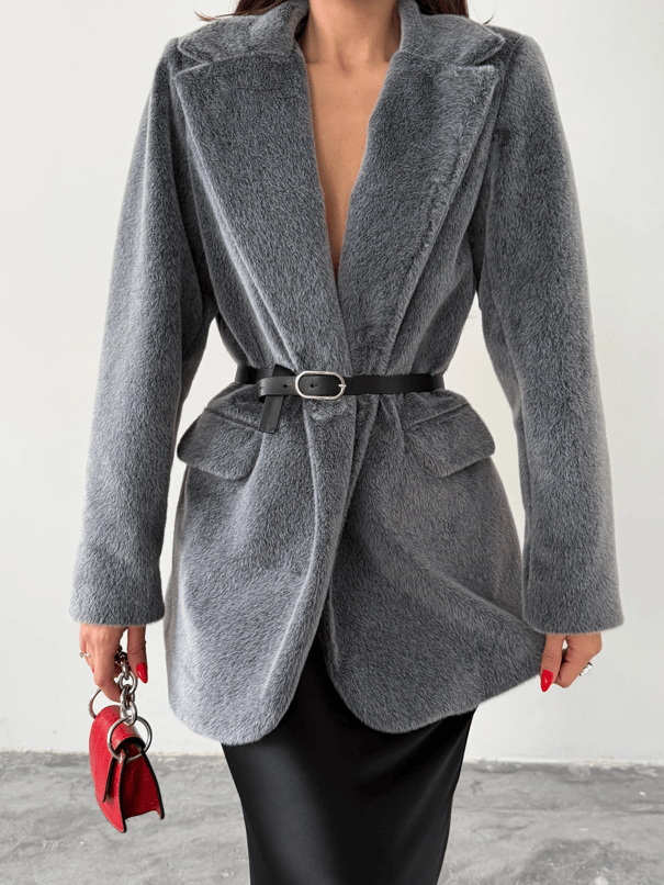 Vatkalı Fox Blazer Ceket - Füme