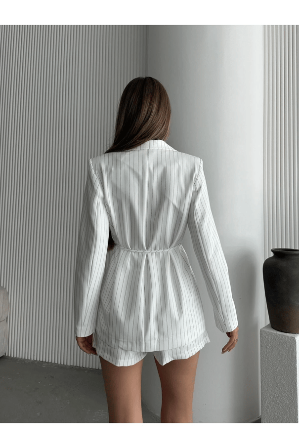 Lasy Line Bel Bağlamalı Blazer Ceket Beyaz - Beyaz