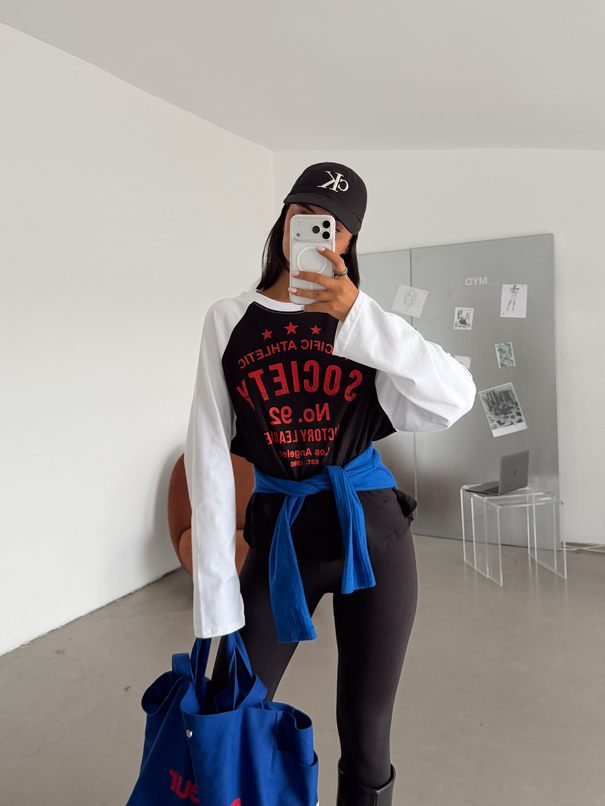 Society Baskılı Uzun Kol Basic Sweat - Siyah